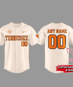 Custom Name and Number Tennessee Volunteers Creamy Uniform 2026 Baseball Jersey