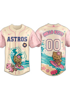 Custom Number Houston Astros x Hello Kitty Surfing Kawaii Summer 2026 Baseball Jersey