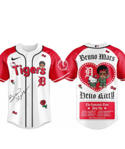 Detroit Tigers Bruno Mars x Hello Kitty 2026 The Romantic Tour Baseball Jersey