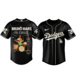 Los Angeles Dodgers x Bruno Mars The Romantic Tour 2026 Black Baseball Jersey