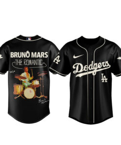 Los Angeles Dodgers x Bruno Mars The Romantic Tour 2026 Black Baseball Jersey