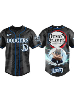 Los Angeles Dodgers x Inosuke Hashibira Demon Slayer Baseball Jersey