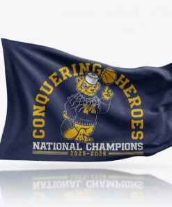 Michigan Wolverines Basketball Conquering Heroes National Champions 2025-2026 Flag