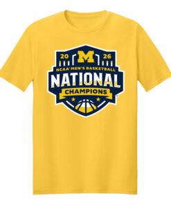 Michigan Wolverines Men's Basketball National Champions Maize Logo T-Shirt