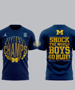 Michigan Wolverines NCAA Men’s Basketball National Champions 2026 Shock The World Boys Go Blue! Shirt