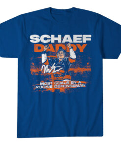 New York Islanders Matthew Schaefer Rookie Defenseman Goal Record T-Shirt