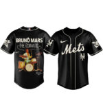 New York Mets x Bruno Mars The Romantic Tour 2026 Black Baseball Jersey
