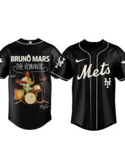 New York Mets x Bruno Mars The Romantic Tour 2026 Black Baseball Jersey