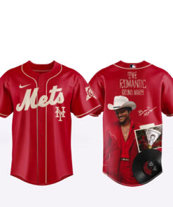 New York Mets x Bruno Mars The Romantic Tour 2026 Red Baseball Jersey