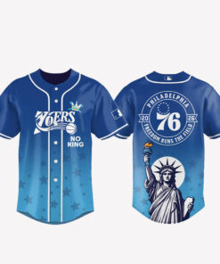 Philadelphia 76ers 2026 No Kings Freedom Runs The Field Baseball Jersey