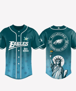 Philadelphia Eagles 2026 No Kings Freedom Runs The Field Baseball Jersey