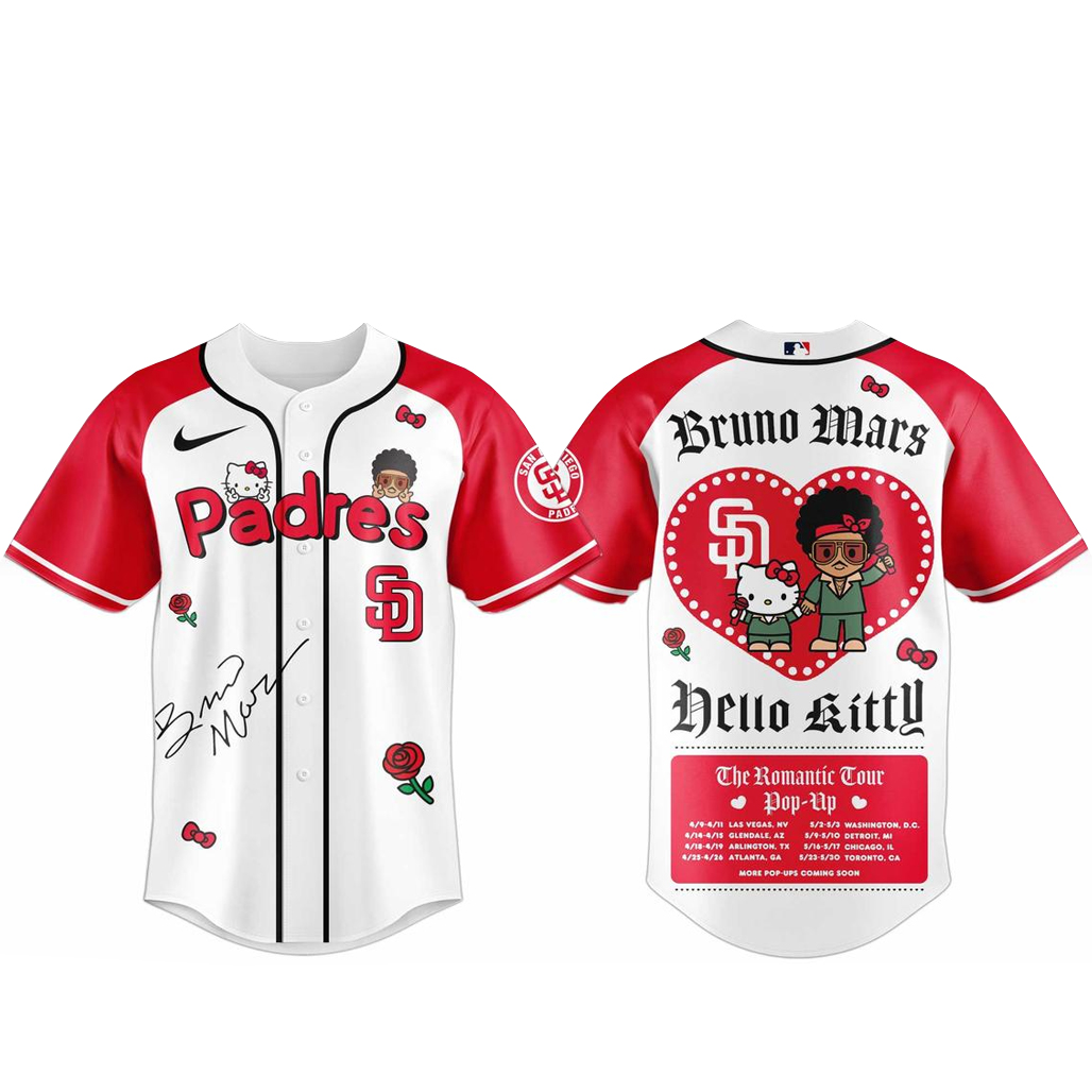 San-Diego-Padres-Bruno-Mars-x-Hello-Kitty-2026-The-Romantic-Tour-Baseball-Jersey.jpg San Diego Padres Bruno Mars x Hello Kitty 2026 The Romantic Tour Baseball Jersey
