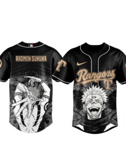 Texas Rangers x Jujutsu Kaisen Night 2026 Ryomen Sukuna Black Baseball Jersey