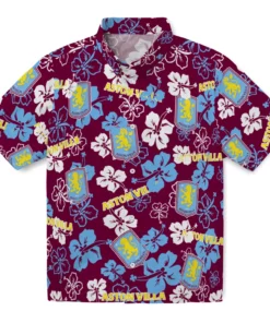 Aston Villa Hibiscus Bloom Hawaiian Shirt