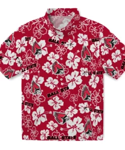 Ball State Cardinals Hibiscus Bloom Hawaiian Shirt