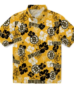 Boston Bruins Hibiscus Bloom Hawaiian Shirt