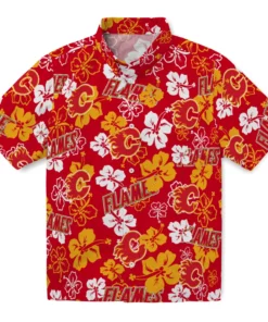 Calgary Flames Hibiscus Bloom Hawaiian Shirt