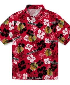 Chicago Blackhawks Hibiscus Bloom Hawaiian Shirt