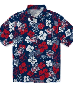 Columbus Blue Jackets Hibiscus Bloom Hawaiian Shirt