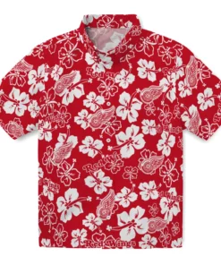 Detroit Wings Hibiscus Bloom Hawaiian Shirt