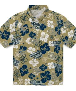 Georgia Tech Yellow Jackets Hibiscus Bloom Hawaiian Shirt