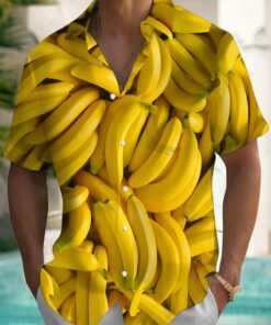 Banana Hawaiian Shirt Summer Button Up Shirt Gifts For Banana Lovers Retro Gift for Him -WearandDecor