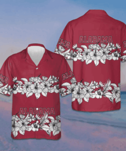 Alabama Flower Hawaiian Shirt Short Sleeve Button Up Vacation Shirts Gifts For Patriots -WearandDecor