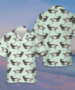 Watercolor Goat Pattern Hawaiian Shirt Summer Button Up Shirts Gifts For Goat Lovers -WearandDecor