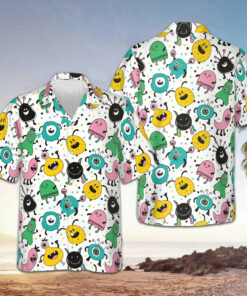 Funny Monsters Hawaiian Shirt Summer Short Sleeve Shirts Gifts For Boyfriend
