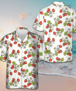 Strawberry Seamless Pattern Hawaiian Shirt Summer Button Down Shirts Gifts For Him -WearandDecor
