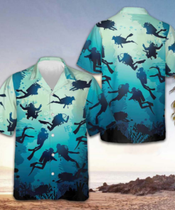 Scuba Diving Beach Hawaiian Shirt Button Up Beach Shirts Men's Best Gifts For Scuba Divers