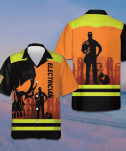 Electrician Skull Hawaiian Shirt Summer Short Sleeve Shirts Best Gifts For Electricians
