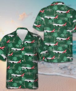 Airplane With Palm Tree Hawaiian Shirt Green Button Up Shirt Gifts For Husband