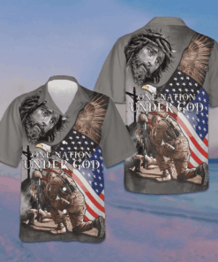 One Nation Under God Veteran Hawaiian Shirt American Flag Veteran Shirt Gift Ideas