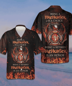 Eagle Being Retired Firefighter Is An Honor Hawaiian Shirt Gifts For Retired Firefighter
