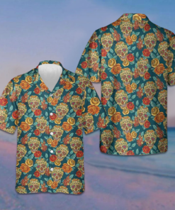 Sugar Skull Dead Day Hawaiian Shirt Mexican Skull Floral Button Up Shirt Day Of The Dead Gift