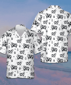Cartoon Cow Hawaiian Shirt Funny Cow Button Down Beach Shirts Gifts For Uncle
