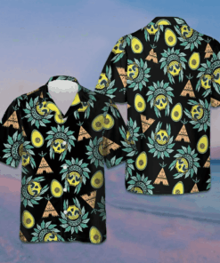Summer Pineapple Native American Skull Hawaiian Shirt Summer Button Down Shirts Men's