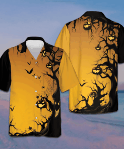 Scary Halloween Tree Hawaiian Shirt Horror Button Up Shirts Gifts For Halloween Men