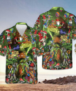 Gnome Hippie Hawaiian Shirt Short Sleeve Button Down Beach Shirts Best Gift For Boyfriend