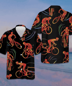 Cyclist Bike Race Hawaiian Shirt Men's Tropical Button Down Gifts For Bicycle Enthusiasts