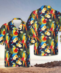 Flower And Parrot Hawaiian Shirt Summer Beach Shirts Gifts For Parrot Lovers