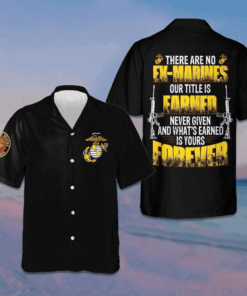 USMC Earned Never Given Hawaiian Shirt Proud USMC Short Sleeve Button Up Men Gift Ideas