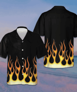 Burning Flame Hawaiian Shirt Men's Summer Button Up Shirts Best Gift For Husband