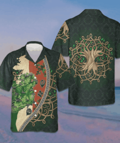 Ireland Map Happy Saint Patrick's Day Hawaiian Shirt Men's Short Sleeve Button Up Gift For Irish