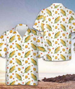 Corns And Leaves Hawaiian Shirt Men's Button Down Beach Shirts Gifts For Brother