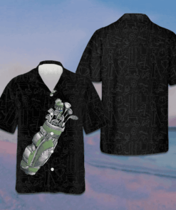 Green Golf Bag On Golfer Hawaiian Shirt Golfing Items Pattern Shirt Gifts For Golfers