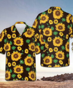 Suower Pattern Hawaiian Shirt Men's Beach Button Up Shirts Gifts For Family