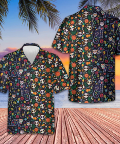 Calavera Cats And Sugar Skulls Hawaiian Shirt Dia De Los Muertos Shirt Men Day Of The Dead Gift