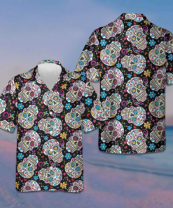Sugar Skulls With Flowers Hawaiian Shirt Mexican Skull Shirt Day Of The Dead Gift